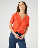 T-shirt in getextureerd tricot met stretch